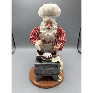 Santa Chef Baker Figurine with Stove Christmas Holiday Decor 11”
